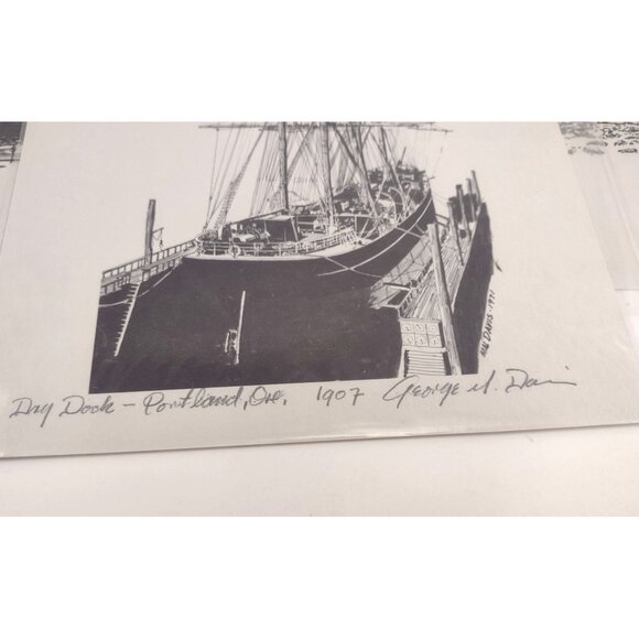 Set Of 5 Vintage Nautical Prints By Mal Davis Featuring Historic Ships & Boats - Picture 11 of 14